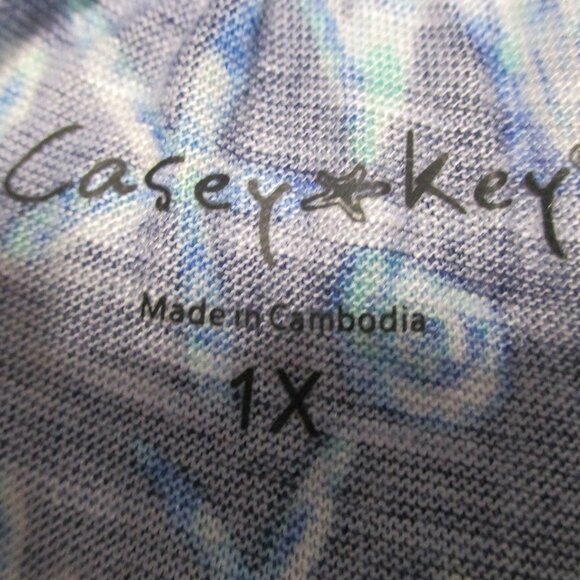 Casey Key top blues & white V neck lightweight soft stretchy tie sleeves sz 1x - Picture 2 of 8